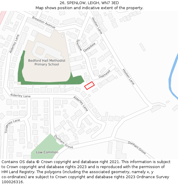 26, SPENLOW, LEIGH, WN7 3ED: Location map and indicative extent of plot