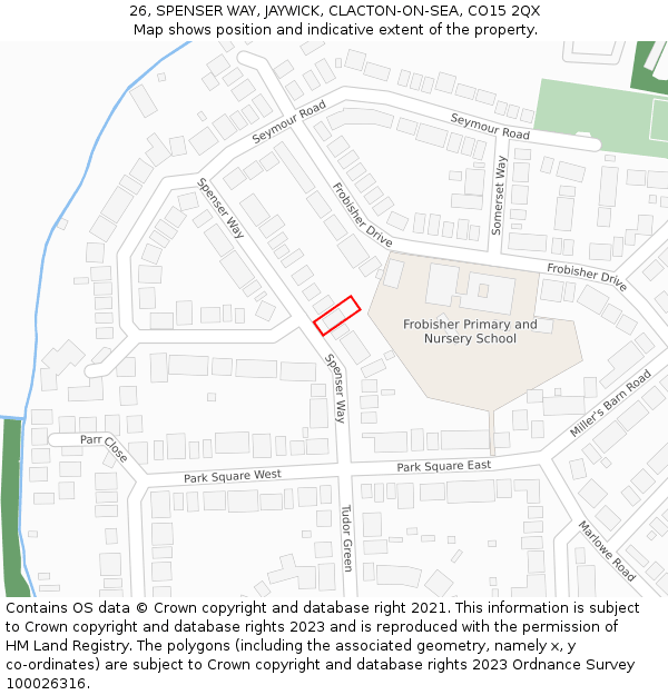 26, SPENSER WAY, JAYWICK, CLACTON-ON-SEA, CO15 2QX: Location map and indicative extent of plot