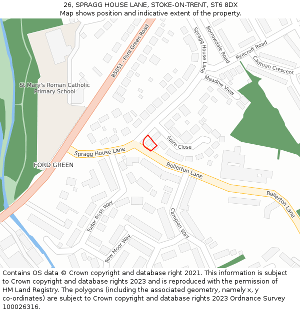 26, SPRAGG HOUSE LANE, STOKE-ON-TRENT, ST6 8DX: Location map and indicative extent of plot