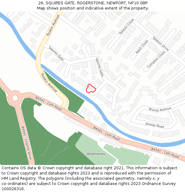 26, SQUIRES GATE, ROGERSTONE, NEWPORT, NP10 0BP: Location map and indicative extent of plot