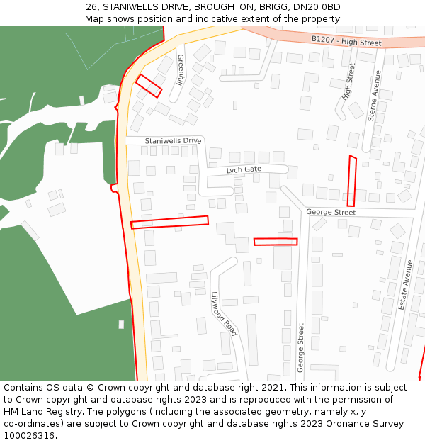 26, STANIWELLS DRIVE, BROUGHTON, BRIGG, DN20 0BD: Location map and indicative extent of plot