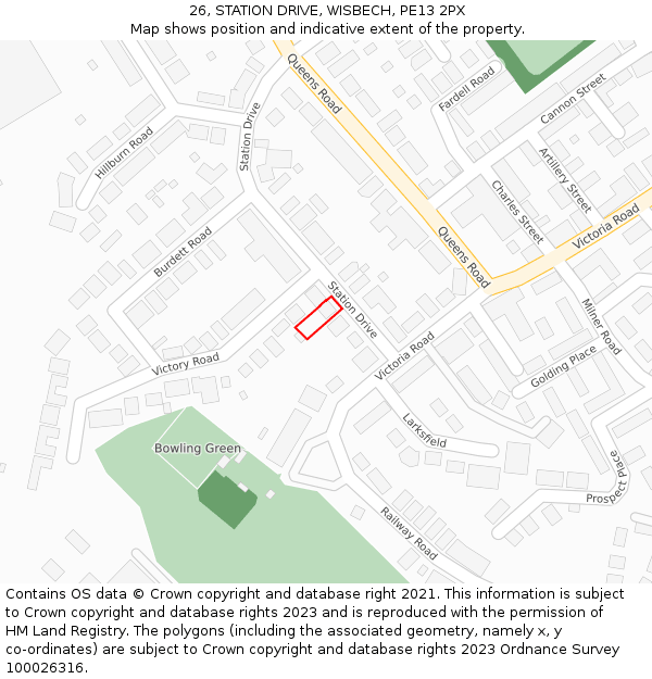 26, STATION DRIVE, WISBECH, PE13 2PX: Location map and indicative extent of plot