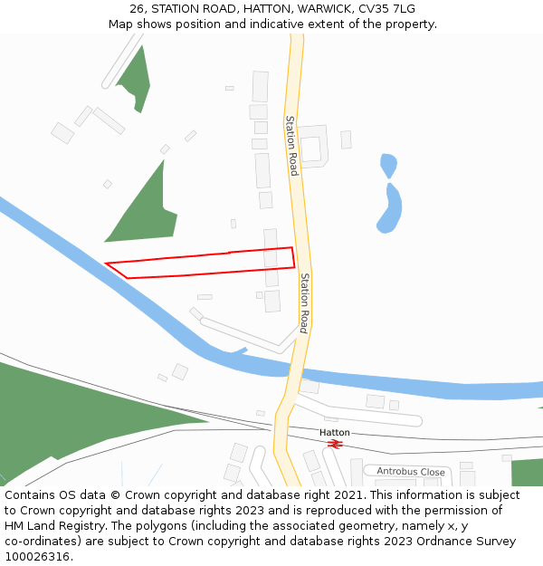 26, STATION ROAD, HATTON, WARWICK, CV35 7LG: Location map and indicative extent of plot