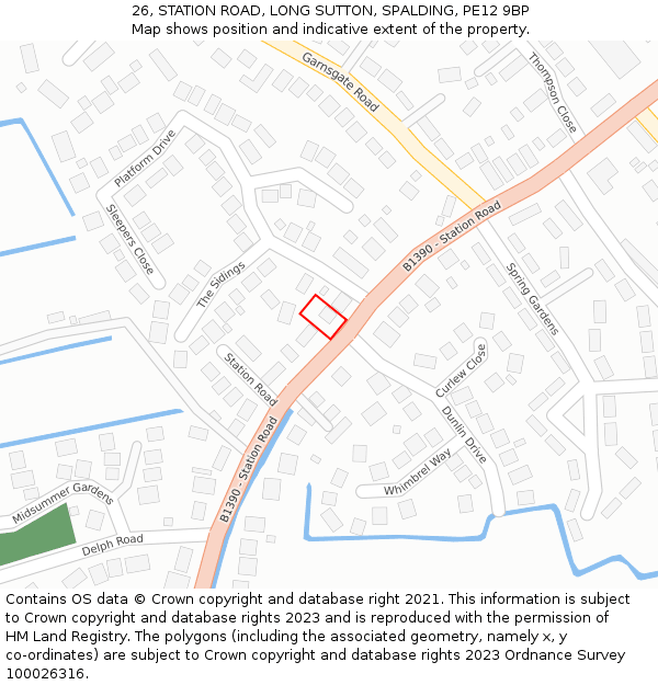 26, STATION ROAD, LONG SUTTON, SPALDING, PE12 9BP: Location map and indicative extent of plot