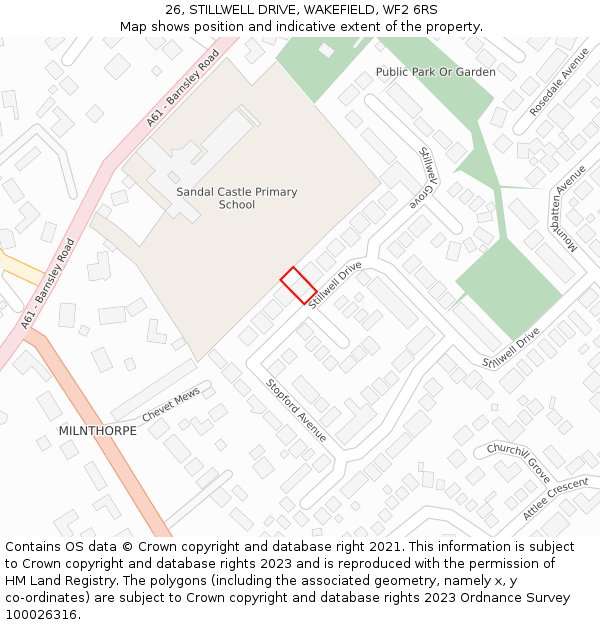 26, STILLWELL DRIVE, WAKEFIELD, WF2 6RS: Location map and indicative extent of plot