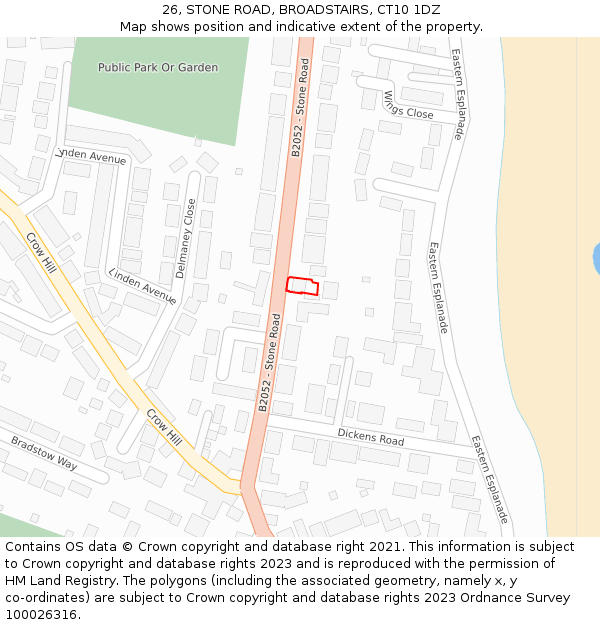 26, STONE ROAD, BROADSTAIRS, CT10 1DZ: Location map and indicative extent of plot