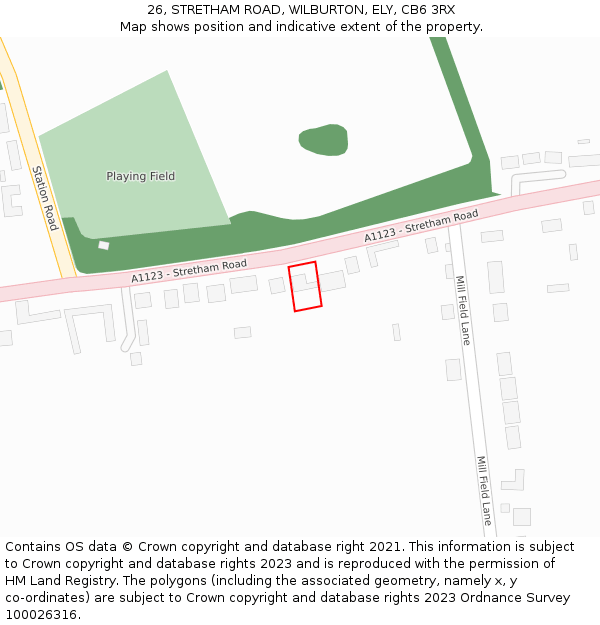 26, STRETHAM ROAD, WILBURTON, ELY, CB6 3RX: Location map and indicative extent of plot