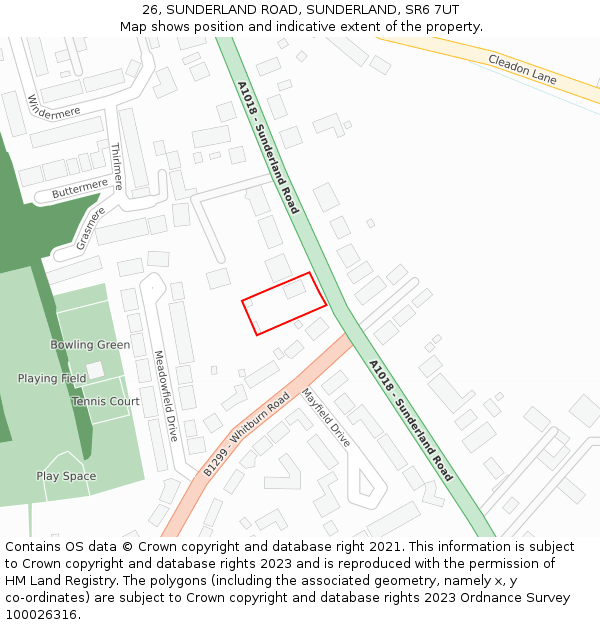 26, SUNDERLAND ROAD, SUNDERLAND, SR6 7UT: Location map and indicative extent of plot