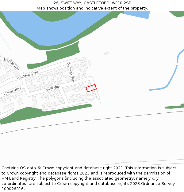 26, SWIFT WAY, CASTLEFORD, WF10 2SP: Location map and indicative extent of plot