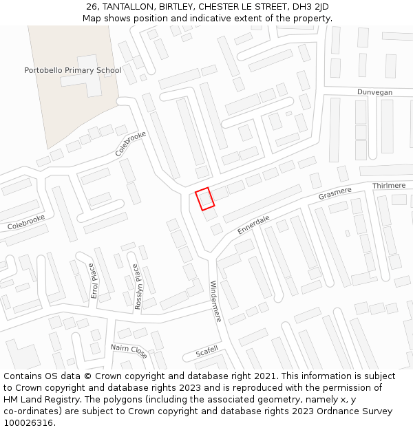 26, TANTALLON, BIRTLEY, CHESTER LE STREET, DH3 2JD: Location map and indicative extent of plot