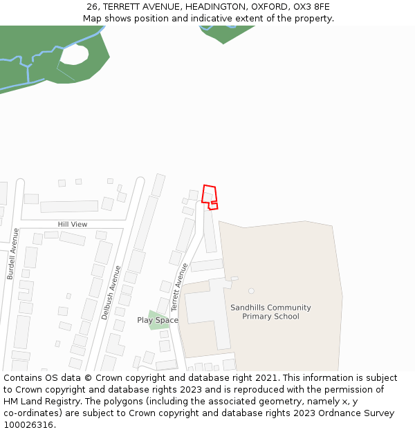 26, TERRETT AVENUE, HEADINGTON, OXFORD, OX3 8FE: Location map and indicative extent of plot