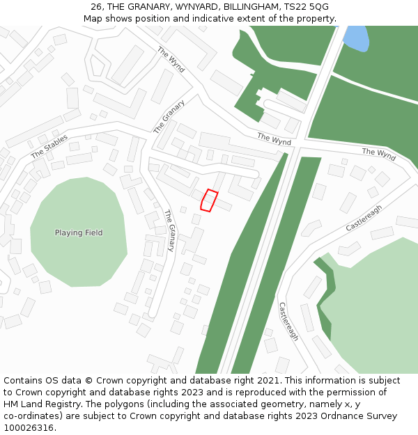 26, THE GRANARY, WYNYARD, BILLINGHAM, TS22 5QG: Location map and indicative extent of plot