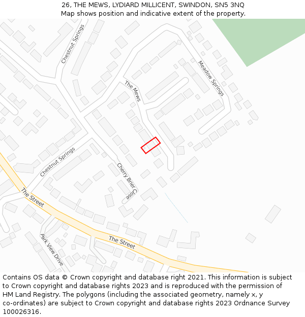 26, THE MEWS, LYDIARD MILLICENT, SWINDON, SN5 3NQ: Location map and indicative extent of plot