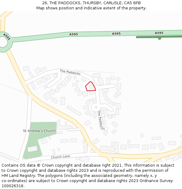 26, THE PADDOCKS, THURSBY, CARLISLE, CA5 6PB: Location map and indicative extent of plot