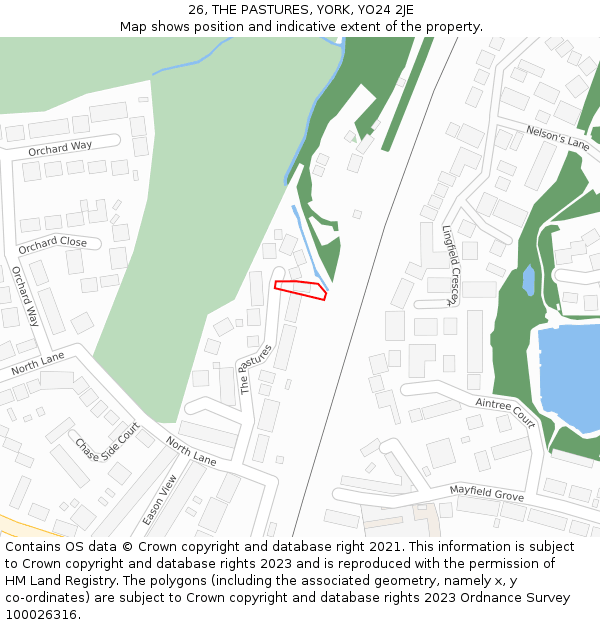 26, THE PASTURES, YORK, YO24 2JE: Location map and indicative extent of plot