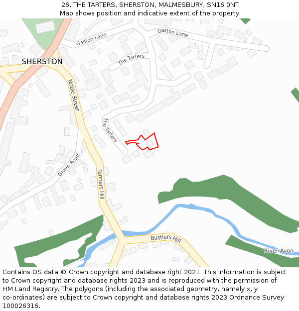 26, THE TARTERS, SHERSTON, MALMESBURY, SN16 0NT: Location map and indicative extent of plot