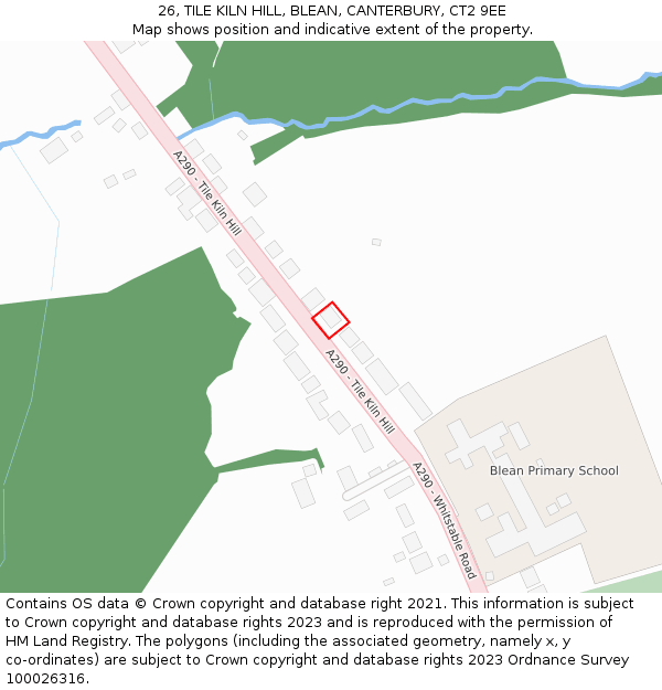 26, TILE KILN HILL, BLEAN, CANTERBURY, CT2 9EE: Location map and indicative extent of plot