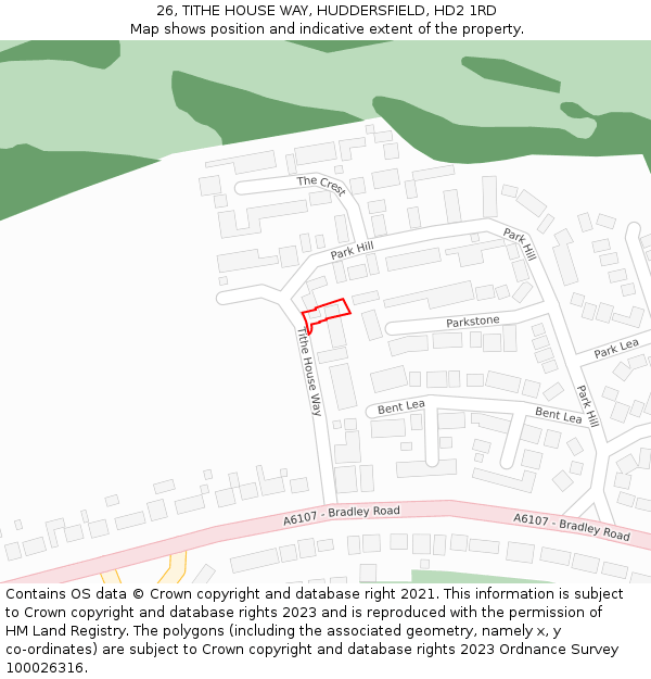26, TITHE HOUSE WAY, HUDDERSFIELD, HD2 1RD: Location map and indicative extent of plot