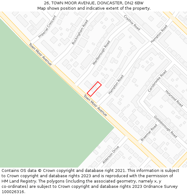 26, TOWN MOOR AVENUE, DONCASTER, DN2 6BW: Location map and indicative extent of plot