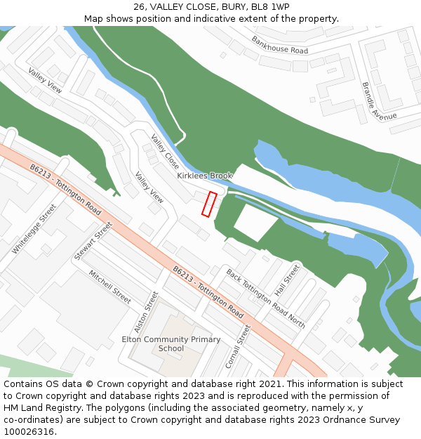 26, VALLEY CLOSE, BURY, BL8 1WP: Location map and indicative extent of plot