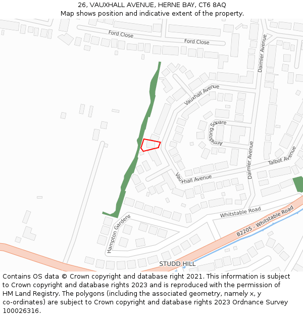 26, VAUXHALL AVENUE, HERNE BAY, CT6 8AQ: Location map and indicative extent of plot