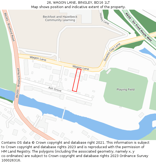 26, WAGON LANE, BINGLEY, BD16 1LT: Location map and indicative extent of plot