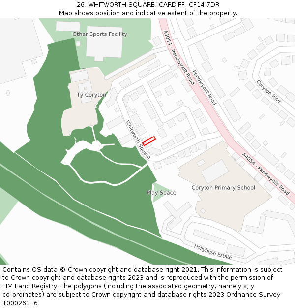 26, WHITWORTH SQUARE, CARDIFF, CF14 7DR: Location map and indicative extent of plot