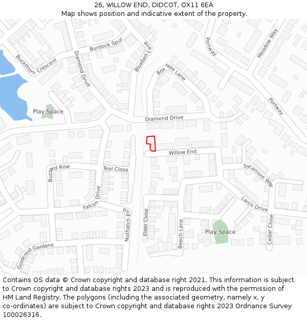 26, WILLOW END, DIDCOT, OX11 6EA: Location map and indicative extent of plot