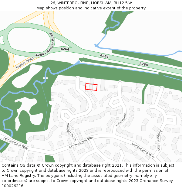 26, WINTERBOURNE, HORSHAM, RH12 5JW: Location map and indicative extent of plot