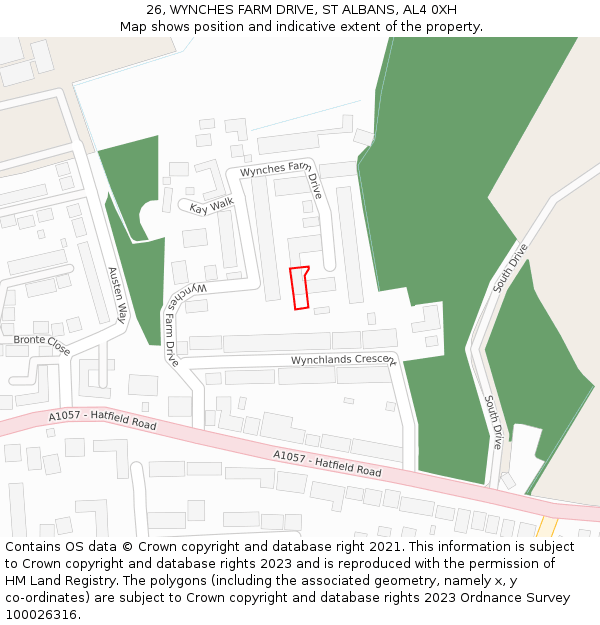26, WYNCHES FARM DRIVE, ST ALBANS, AL4 0XH: Location map and indicative extent of plot