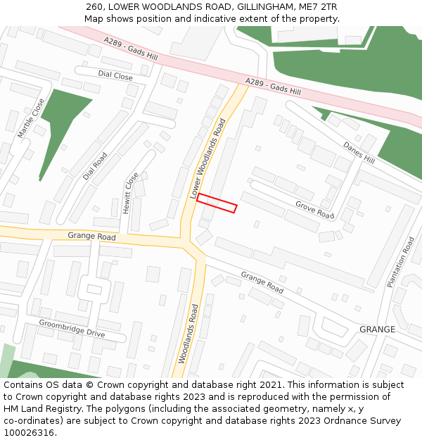 260, LOWER WOODLANDS ROAD, GILLINGHAM, ME7 2TR: Location map and indicative extent of plot