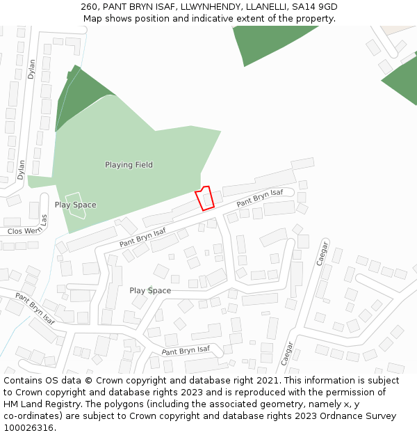 260, PANT BRYN ISAF, LLWYNHENDY, LLANELLI, SA14 9GD: Location map and indicative extent of plot