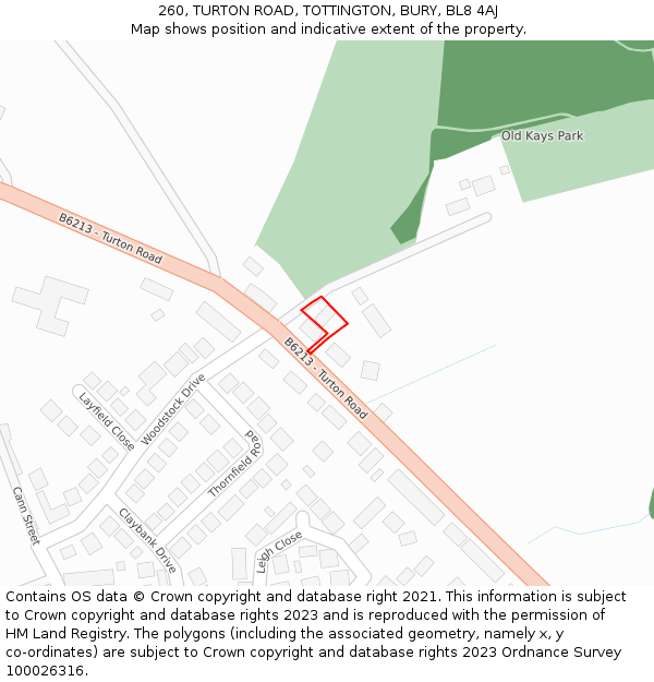 260, TURTON ROAD, TOTTINGTON, BURY, BL8 4AJ: Location map and indicative extent of plot