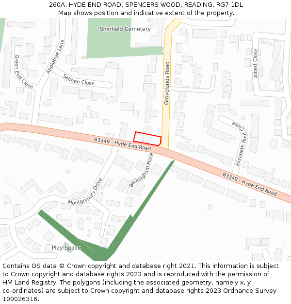 260A, HYDE END ROAD, SPENCERS WOOD, READING, RG7 1DL: Location map and indicative extent of plot