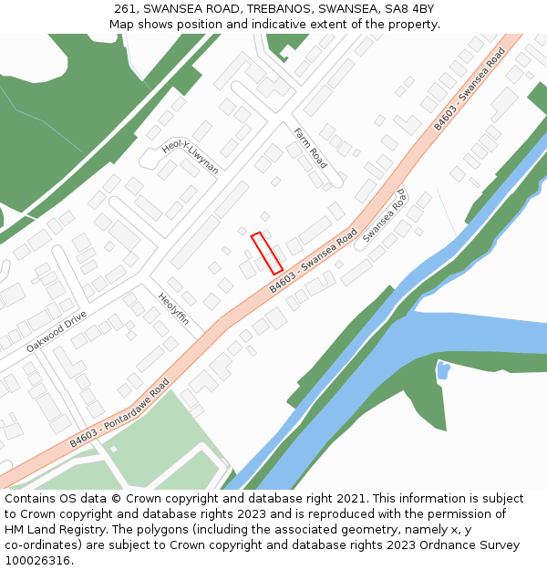 261, SWANSEA ROAD, TREBANOS, SWANSEA, SA8 4BY: Location map and indicative extent of plot