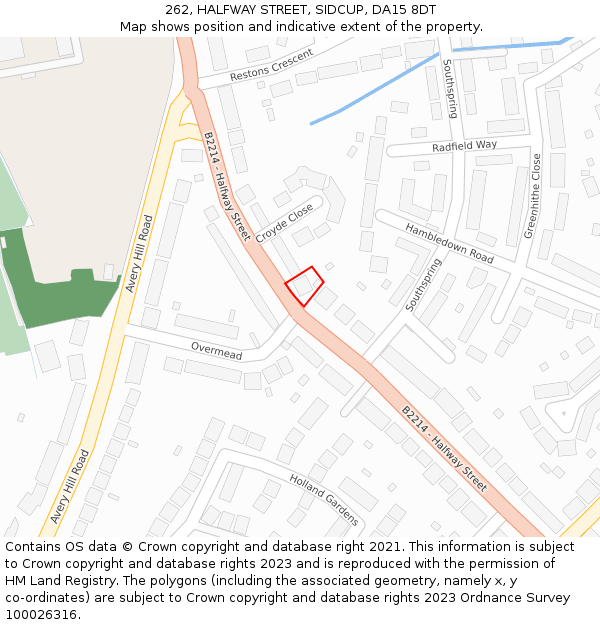 262, HALFWAY STREET, SIDCUP, DA15 8DT: Location map and indicative extent of plot