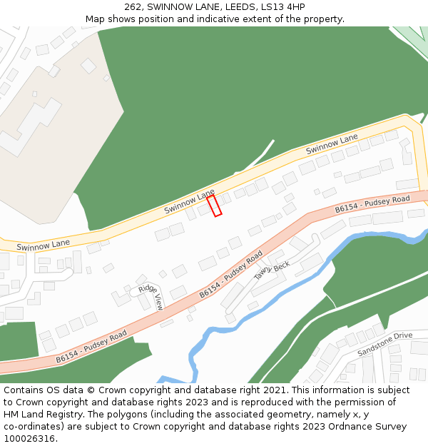262, SWINNOW LANE, LEEDS, LS13 4HP: Location map and indicative extent of plot