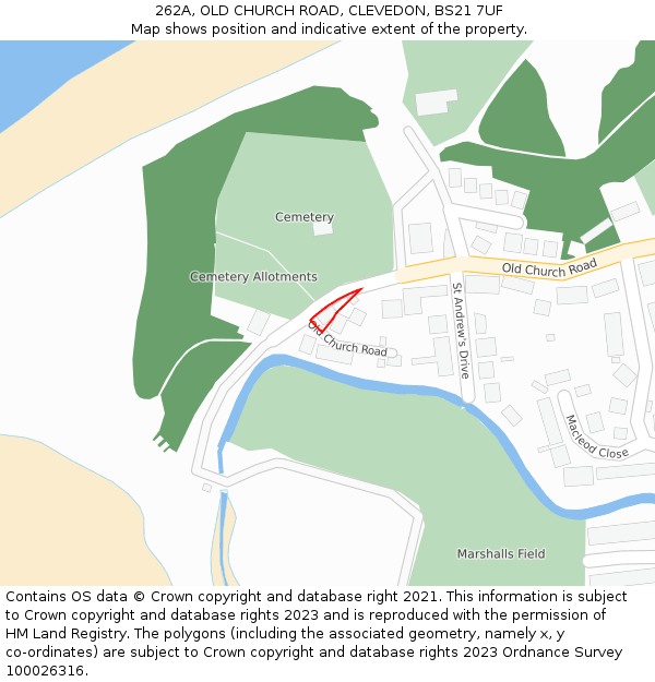 262A, OLD CHURCH ROAD, CLEVEDON, BS21 7UF: Location map and indicative extent of plot