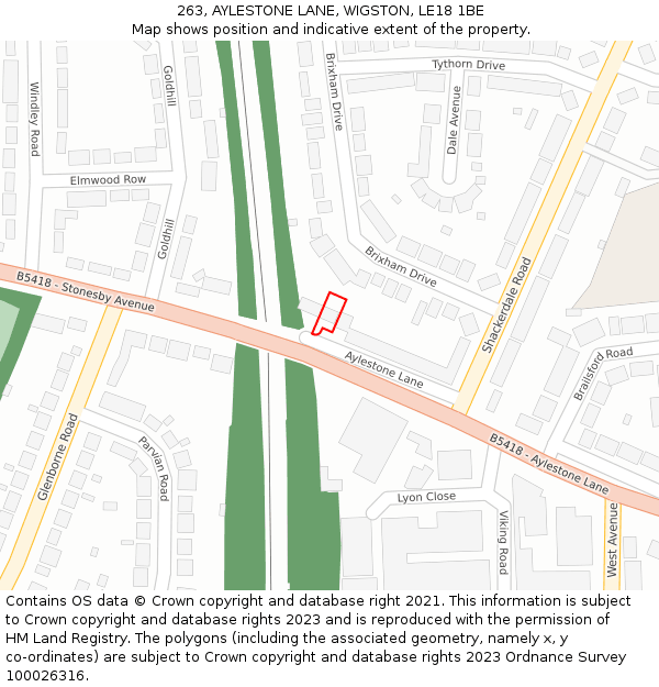 263, AYLESTONE LANE, WIGSTON, LE18 1BE: Location map and indicative extent of plot