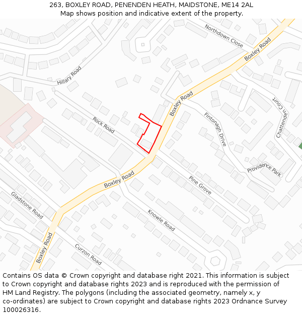 263, BOXLEY ROAD, PENENDEN HEATH, MAIDSTONE, ME14 2AL: Location map and indicative extent of plot