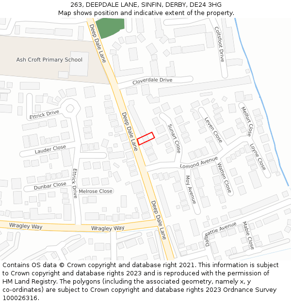 263, DEEPDALE LANE, SINFIN, DERBY, DE24 3HG: Location map and indicative extent of plot