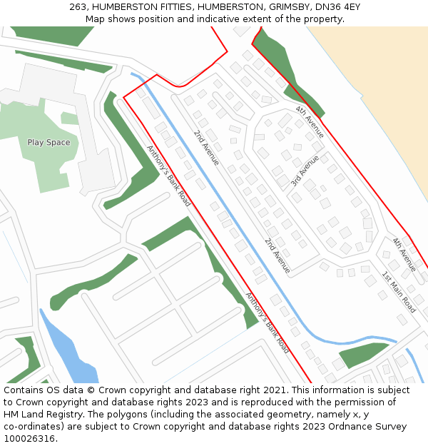 263, HUMBERSTON FITTIES, HUMBERSTON, GRIMSBY, DN36 4EY: Location map and indicative extent of plot