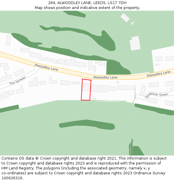 264, ALWOODLEY LANE, LEEDS, LS17 7DH: Location map and indicative extent of plot