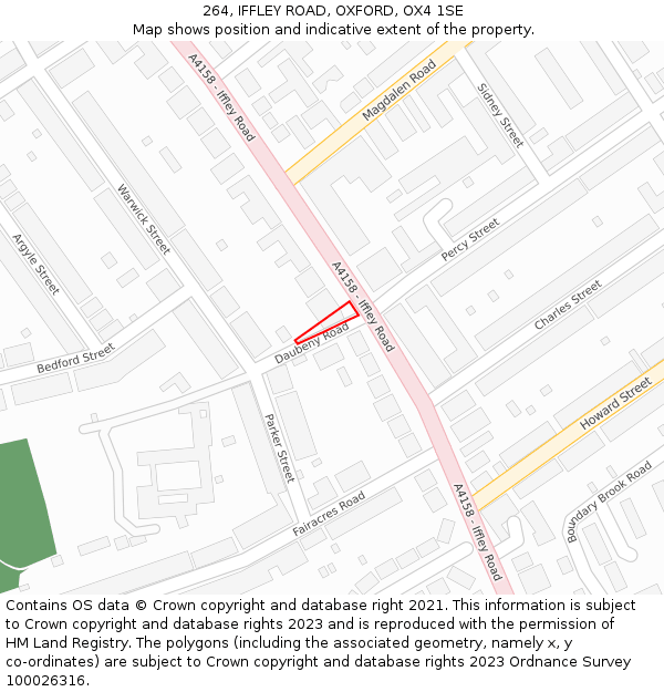 264, IFFLEY ROAD, OXFORD, OX4 1SE: Location map and indicative extent of plot