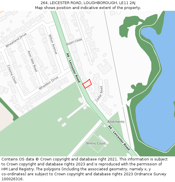 264, LEICESTER ROAD, LOUGHBOROUGH, LE11 2AJ: Location map and indicative extent of plot