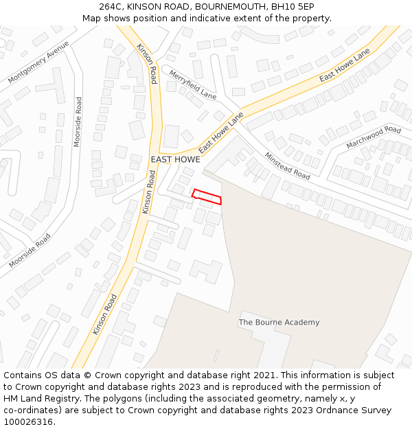 264C, KINSON ROAD, BOURNEMOUTH, BH10 5EP: Location map and indicative extent of plot