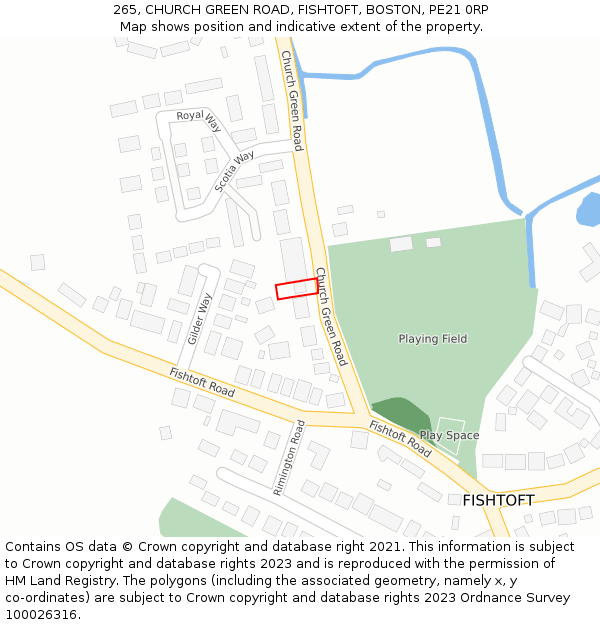 265, CHURCH GREEN ROAD, FISHTOFT, BOSTON, PE21 0RP: Location map and indicative extent of plot