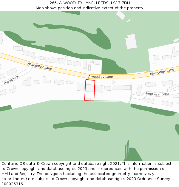 266, ALWOODLEY LANE, LEEDS, LS17 7DH: Location map and indicative extent of plot