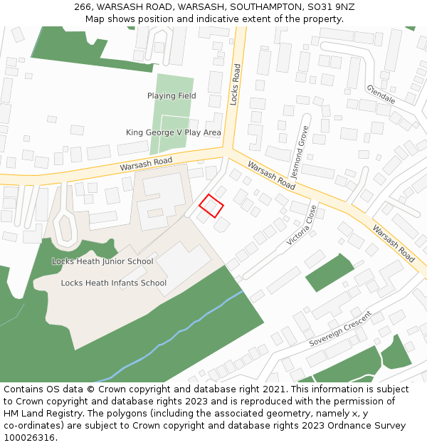 266, WARSASH ROAD, WARSASH, SOUTHAMPTON, SO31 9NZ: Location map and indicative extent of plot