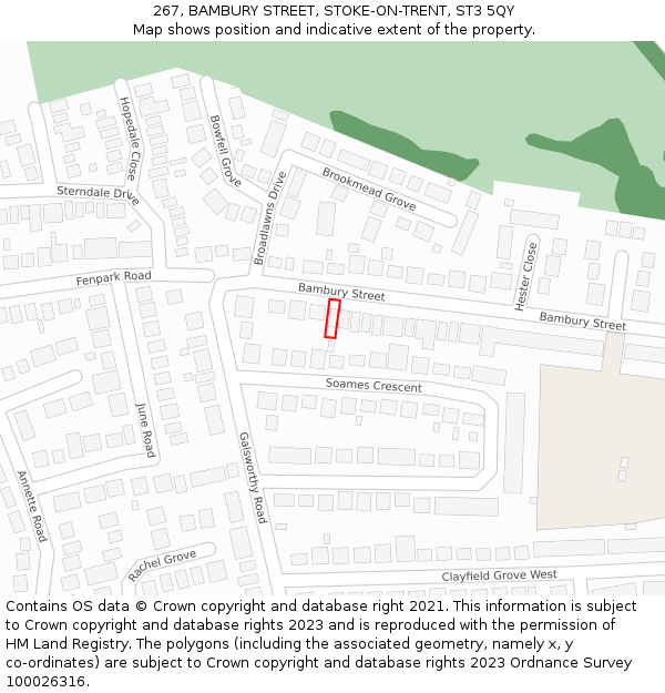 267, BAMBURY STREET, STOKE-ON-TRENT, ST3 5QY: Location map and indicative extent of plot